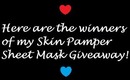 Skin Pamper Sheet Mask WINNERS!