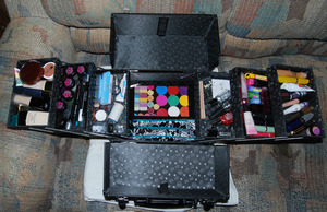 My main makeup case. It's a lot less messy now with the Z Palettes. Hurray!