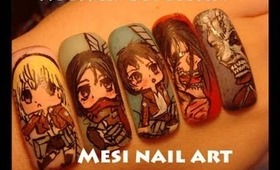 Shingeki no kyojin Mesi nail art Attack on Titan nails