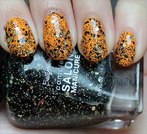See my in-depth review & more swatches here: http://www.swatchandlearn.com/sally-hansen-midnight-glitz-swatches-review-layered-over-china-glaze-papaya-punch/