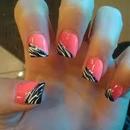 Love this Hot Pink Nails with Zebra Tips 