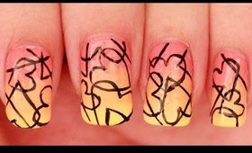 Colorful Abstract Valentines Day nail art