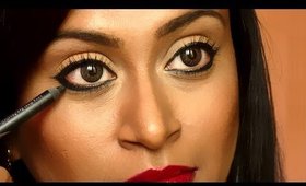 How To Apply Winged Liner Using Pencil/Kajal