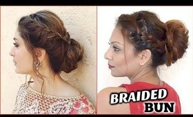 SIDE BRAID UPDO HAIRSTYLE TUTORIAL │EASY KAREENA KAPOOR MESSY BRAIDED BUN │INDIAN HAIR STYLE