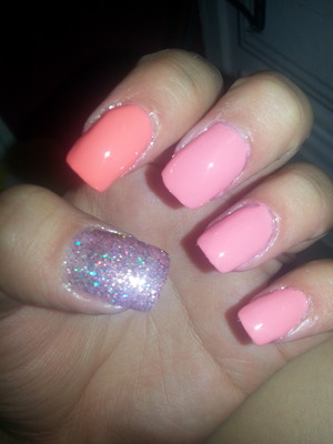 pink and glitter nails