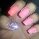 pink and glitter nails
