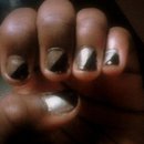Silver & Black Color Blocked Nails