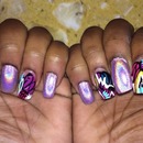 Tribal Nails with Holographic Polish 