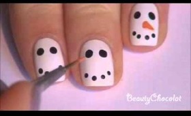 Easy Christmas Snowman Nail Art