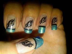 Black pattern is a stencil. On my real nails. 