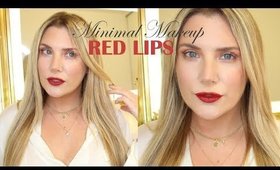 RED LIPS MINIMAL EYE MAKEUP | EVERYDAY MAKEUP LOOK