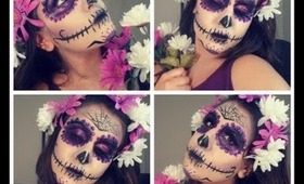 La Catrina Sugar Skull Halloween Look Morado purple