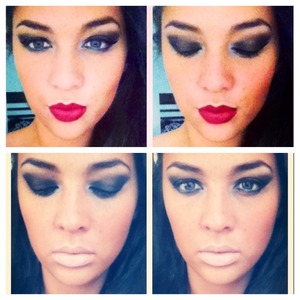 Same charcoal smokey eye, two totally diff lips! Makes two totally diff looks!