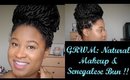 GRWM | Natural Makeup & Senegalese Bun !!