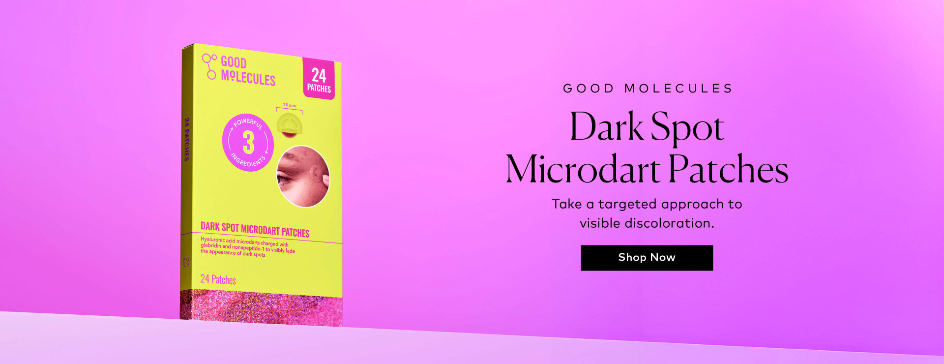 These new patches are packed with licorice root extract and a brightening peptide to help reduce the look of dark spots over time, while hyaluronic acid and ectoin keep skin comfortably hydrated. Shop the Good Molecules Dark Spot Microdart Patches at Beautylish.com