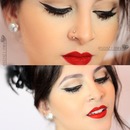 Cat Eyeliner + Red Lipstick