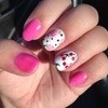 Pink Betsy Johnson nails with roses and cherries 