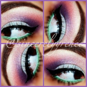 Colorful eye with glitter on the lid 