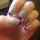 Purple and grey leopard nails