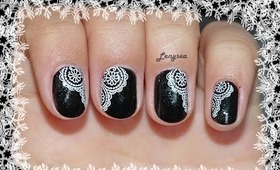 Elegant Lace Party Nails (for very short nails) - Day 7