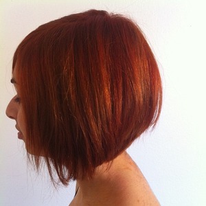 My favorite hair cut to do are Bobs , for Color  i used Redken 7cc with a  lil bit of O
