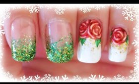 Advent Calendar | 9 - Christmas Roses nail art ✩ Martina Ek