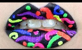 Neon Glowing 80s Mardi Gras Lip Art ft Kryolan & Jeffree Star