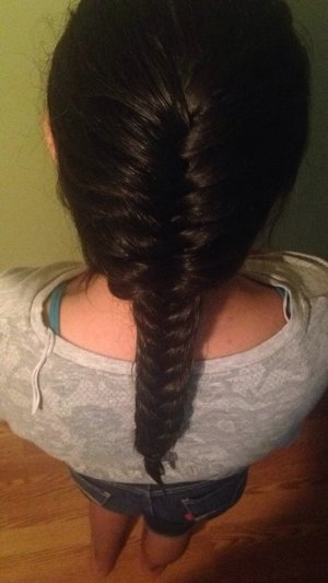 I love French braids and fishtail braids so I combined them to get this. 