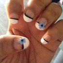 French Manicure & Blue Flower