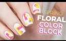 Floral Colorblocking Nails | NailsByErin