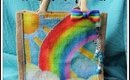 Watch me paint! Simple Rainbow jute lunch bag