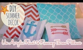 DIY Summer Decor - Revamp and Painting Throw Pillows