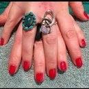 Red Carpet Manicure 'Red Carpet Reddy' with 'Gliterazzi' over accent nail