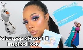 Colourpop X Frozen II Palette First impression | Blue Cut Crease with Glitter | Leiydbeauty