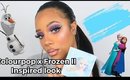 Colourpop X Frozen II Palette First impression | Blue Cut Crease with Glitter | Leiydbeauty