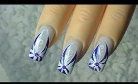 Nail Art Design - Tutorial purple / dark blue / white -