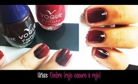 Uñas: Ombre rojo oscuro a rojo