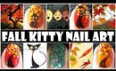 FALL NAIL DESIGNS - FALL KITTY ANIMAL NAIL ART TUTORIAL HALLOWEEN BLACK CAT NAIL STICKERS AUTUMN