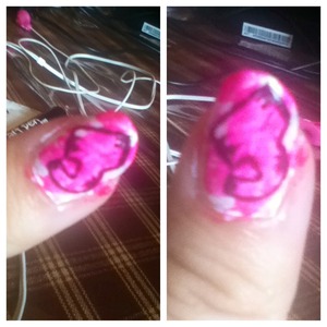 Pink & white J nails