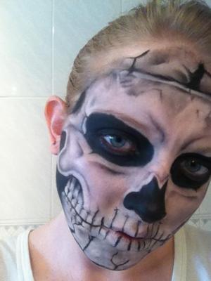 A friend asked me to do this for halloween; He wanted it just like rick genest. 
Sorry to say, 6 hours of work to not get paid aint gonna happen!!