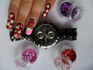 my gift to my valentine ( the watch ) and 24 colors glitters are from banggood.com ( free shipping worldwide no nminimum required ) check out for all kinds of cool stuff :)