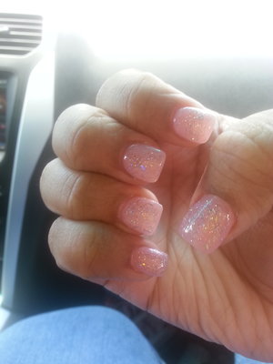 light pink polish with some sparkle