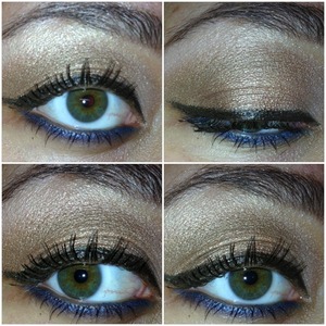 I created this day look with warm browns and royal blue eyeliner to make a subtle statement
