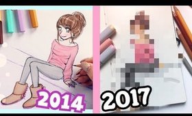 REDRAWING MY OLD Drawing || 2014 vs 2017🎄