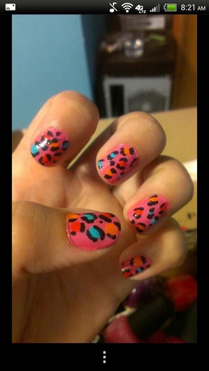Pink cheetah print nails 