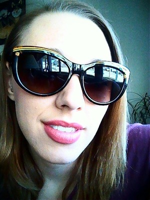 Wearing MAC Chatterbox lipstick, and I found my Betsey Johnson sunglasses!!