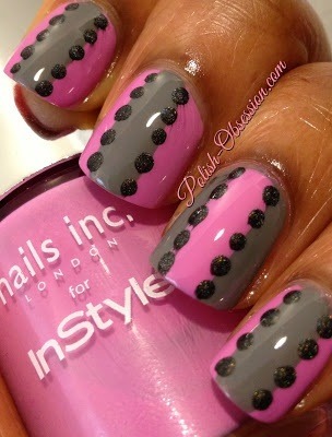 Pink and gray with holo dots | Marisa J.'s (marijonails) Photo | Beautylish