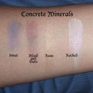 Concrete Minerals Swatch on medium tan / olive skin.  Products available at http://www.OrlandoAirbrushMakeup.com, serving the Orlando and Miami markets.