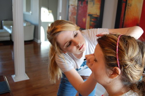 After school, I had three girls come over so I could do their hair and makeup.
