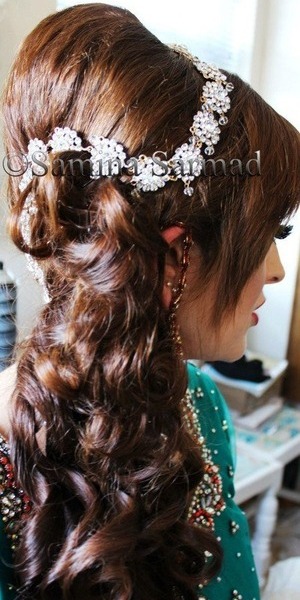 Beautiful Side Wedding Updo with Stunning Diamante Hair Accessory Swirled into Hair